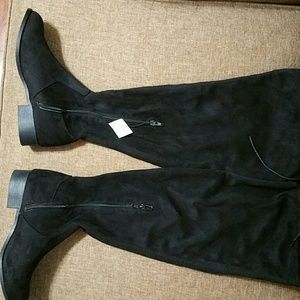 WIDE Black Knee High Boots